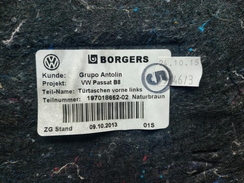 VOLKSWAGEN PASSAT DOOR CARD FRONT LEFT 3G2867011E B8 2015 - 2020 - Picture 10 of 12