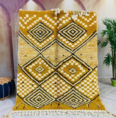 Moroccan Berber Beni Ourain Wool Rug Color As Photo Handmade Design Carpet Rug