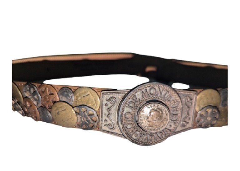 Rare Vintage Streets Ahead Santa Monica Copper Coin Adjustable Leather Belt image 2