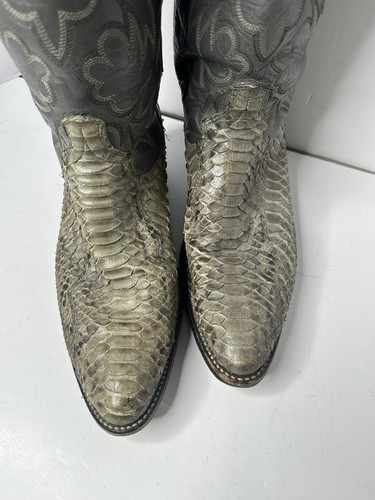 Stivali da cowboy western Dan Post da uomo in pelle di serpente taglia 11D grigi made in USA - Foto 3 di 18