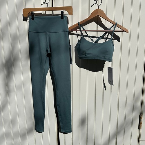 Alo Yoga Airlift Intrigue Bra High-Waist Airlift Leggings Teal Agate Small NWT - Picture 3 of 21