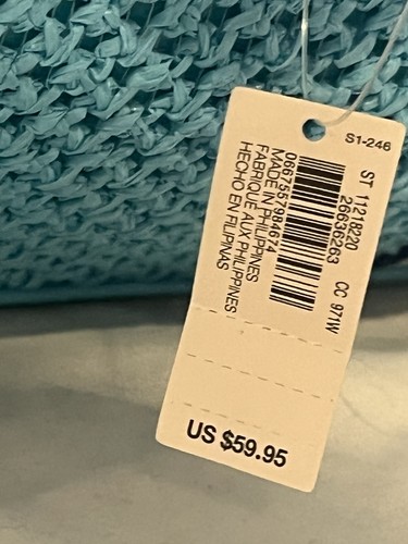 Victoria’s Secret Beuteltasche Bombshell Isle gehäkelt Stroh aquablau neu mit Etikett! - Bild 4 von 8