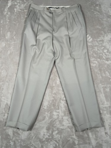 CANALI Current 1934 Cream Beige 100% Wool Luxury Flat Front Pants Trousers - 34 - Picture 2 of 24