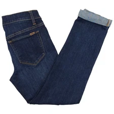 Else Jeans Womens 25 Cropped Rolled Hem Dark Wash Denim Blue