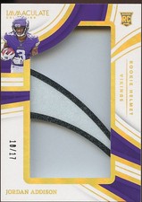 Jordan Addison 2023 Immaculate Helmet Sticker RC Rookie Patch Vikings 10/17