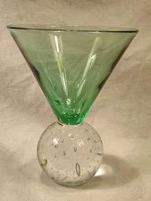 Controlled Bubble Ball Base Cocktail Martini Glass Green