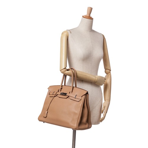 Authenticated Hermès Togo Birkin Retourne 35 Brown Light Calf Leather Handbag - Picture 10 of 11
