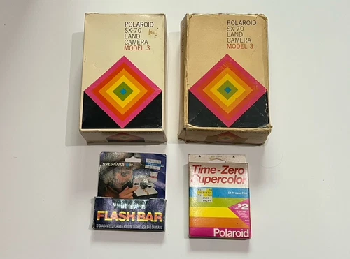 Vintage Polaroid SX-70 Collector | 2 Original Boxes | Film Pack | Flash Bar