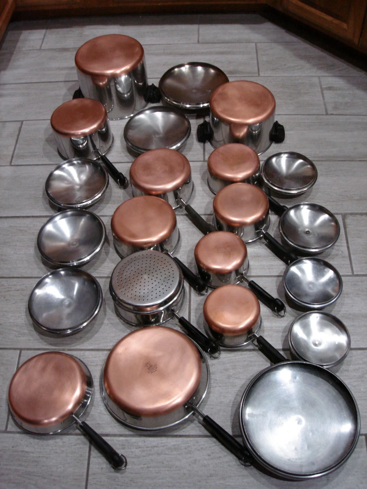 USA MADE - REVERE WARE Copper Bottom 22 Pc. Cookware Set Pot & Pans GORGEOUS!