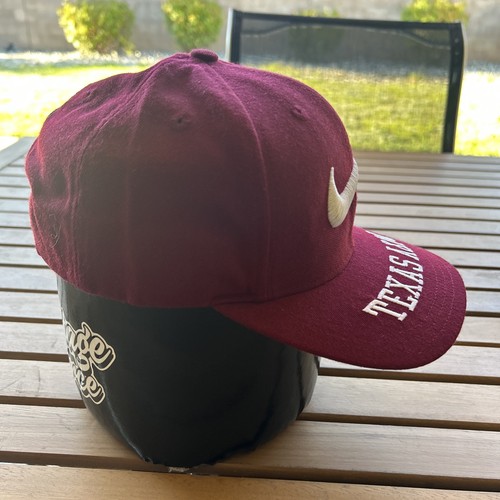 De colección Años 90 Nike NCAA Texas A&M Aggies Nike Swoosh Mezcla de Lana Snapback Gorra Gorra Rara - Imagen 3 de 13