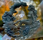 VTG Pewter Beautiful, Mermaid With Dangling Crystal Suction Cup