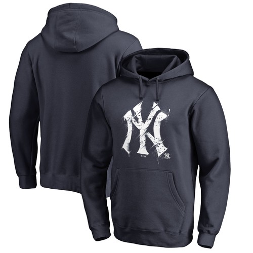 Men's Navy New York Yankees Splatter Logo Pullover Hoodie