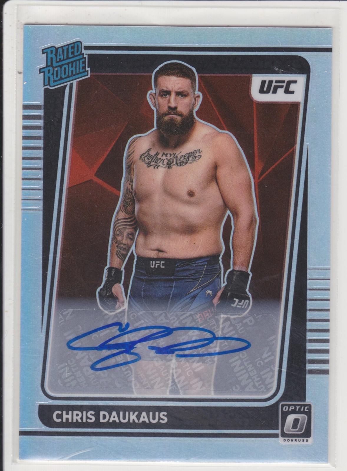 CHRIS DAUKAUS 2022 DONRUSS OPTIC UFC RC ROOKIE SILVER HOLO PRIZM AUTO *TS
