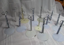12 Mixed Lot Doll Stands - Various sizes - makers - please read!