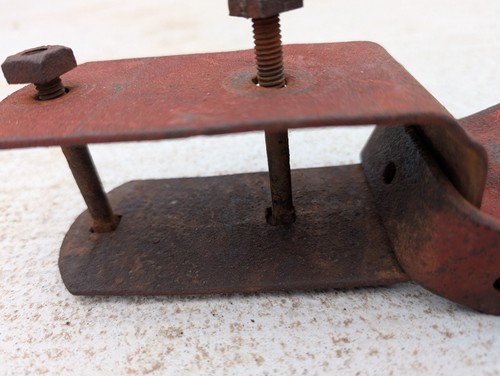 WI Barn Antique Chipped Red Barn Door Track Pulley Runner w/Bracket Turns Free - Picture 7 of 10