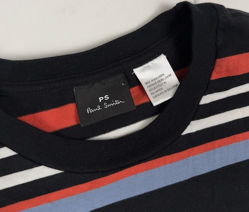 Paul Smith Herren gestreiftes HAPPY T-Shirt mehrfarbig Tasche Tee Freizeit Gr. L - Bild 3 von 13