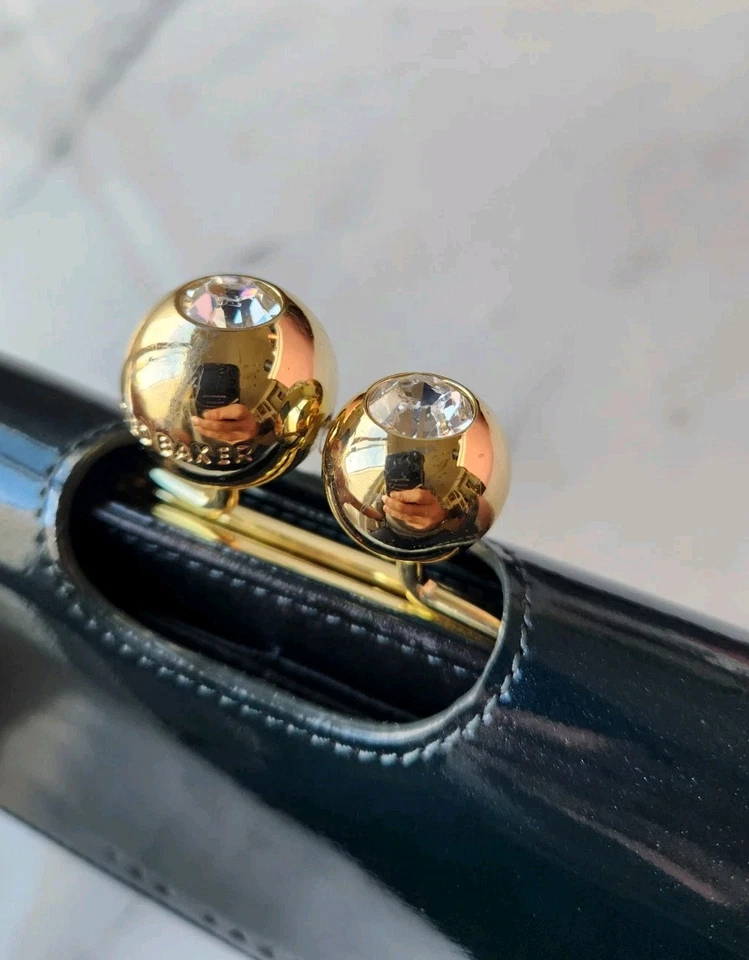 Cartera larga Ted Baker Bobble Matinee charol verde oscuro - herrajes dorados Foto 4 de 4