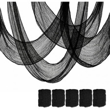 5 Pcs Black Halloween Creepy Cloth 30x72in Indoor Outdoor Decorations