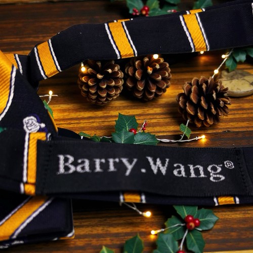 Barry Wang Herren Feiertage Weihnachten Santa schwarz orange Mode Seide Fliege EUC - Bild 9 von 13