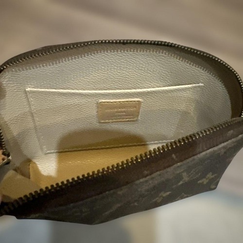 Louis Vuitton Small Monogram Pouch Brown Leather Top Zipper Closure Brown - Picture 8 of 9