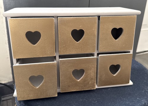 Schmuckkästchen Liebe Herz aus Holz mit 6 Schubladen - Bild 6 von 11