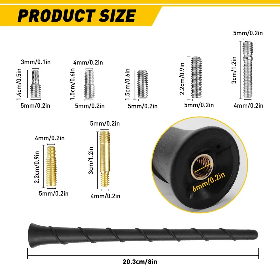 Antena flexible en espiral de 8" para Ford F-150 F-250 F-350 Super Duty Raptor - negra Foto 2 de 4