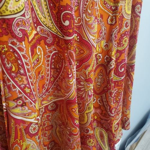 Talbots Woman's Vtg Y2K Silk Skirt Paisley Print Red & Orange Fairy Boho Sz 10P - Picture 8 of 13