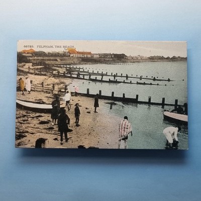 Felpham Bognor Regis Sussex Postkarte um 1920 Der Strand handgetönt