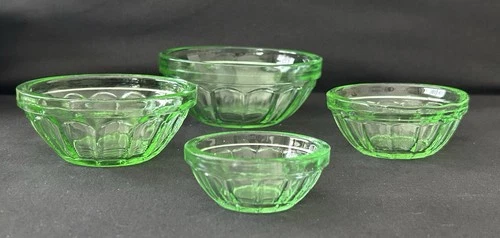 Green Depression Glass Mini Nesting Bowl Set (4 pieces)