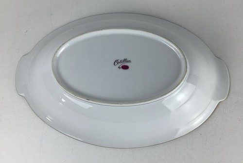 Vintage 50’s Mid Century Sango Cotillion Yellow Rose Gold Rim Oval 11” Platter - Picture 2 of 6