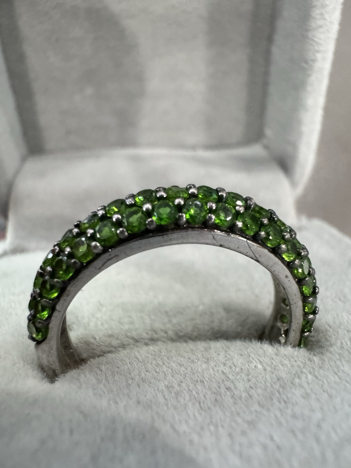 Beautiful sterling silver stackable with Green pa… - image 2