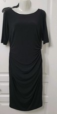 NWT Vince Camuto Women’s Black Ruched Sheath Dress Size 8 Lined Washable Silky