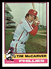 1976 Topps Tim McCarver #502 Philadelphia Phillies HIGHER GRADE MISCUT ERROR