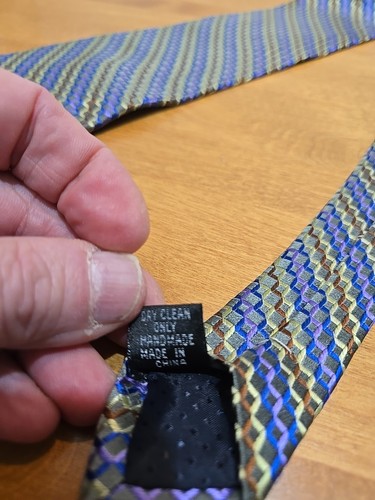 Blacker By Stanley Blacker XL Tall 100% Silk Necktie Multicolor Geometric - Picture 5 of 7