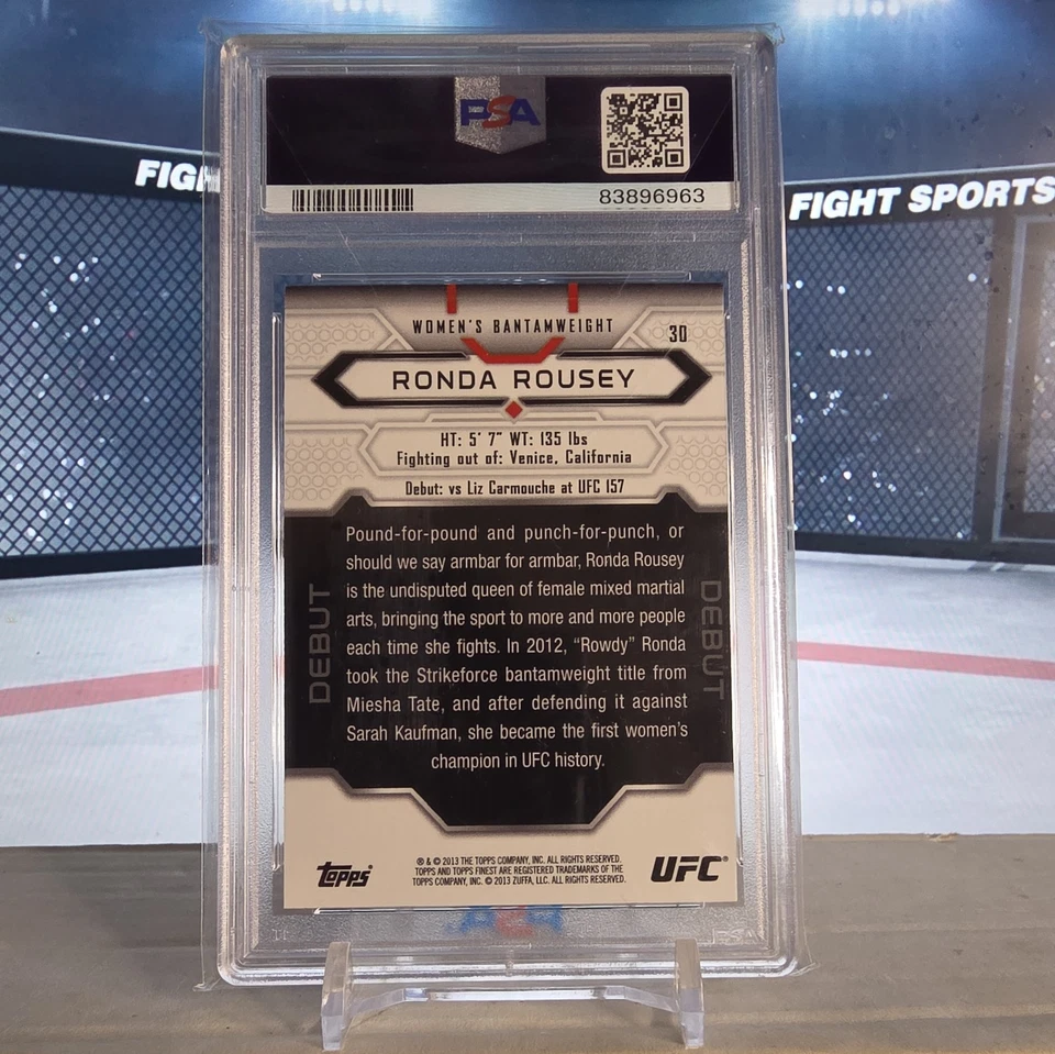 Ronda Rousey 2013 Topps Finest UFC Debut 30 RC Rookie PSA 9 Foto 2 de 2