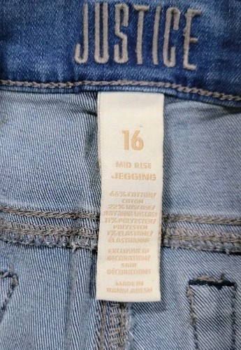 Pantalones de mezclilla Justice tiro medio elásticos azules niños niñas talla 16 - Imagen 3 de 6