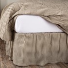 Farmhouse King Ticking Stripe Bed Skirt Creme Gathered Bedroom Decor VHC Brands