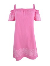 Tommy Hilfiger Women's Embroidered Off-The-Shoulder Dress (L, Pink/Ivory)