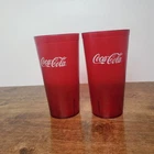Vintage Coca-Cola Red Plastic Restaurant Cups 16 oz USA Carlisle 5220 – Set of 2