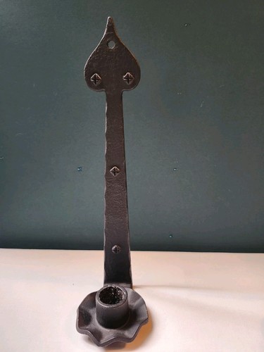 A Pair Of Vintage Black Iron Metal Wall Candle Holders 12" Tall - Bild 3 von 12