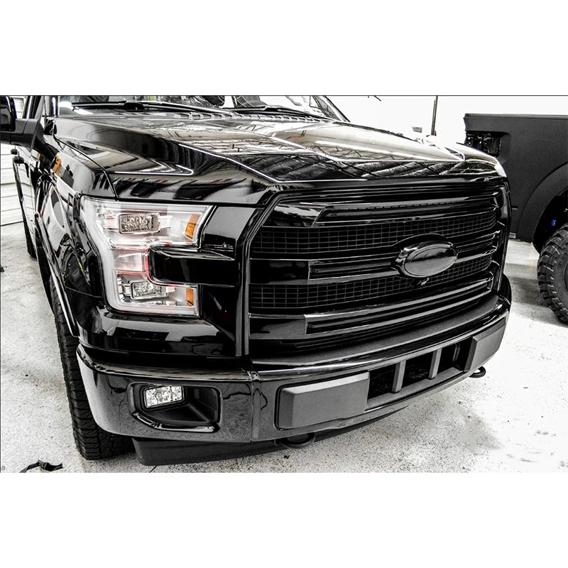 Parrilla delantera negra sombra platino para Ford F-150 F150 2015-2017 sin orificio para cámara Foto 2 de 4
