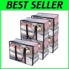 Heavy-Duty Clear Storage Tote Bags - 5 Pack for Comforters & Seasonal Items