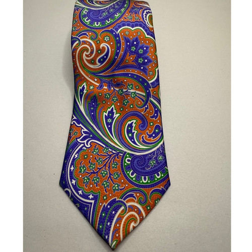 Brioni bunte Paisley Blumen 100 % Seide Krawatte Luxus mehrfarbig orange Krawatte - Bild 1 von 4