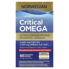 2 X Renew Life, Critical Omega, Norwegian Gold Omega-3 Fish Oil, 60 Enteric-Coat