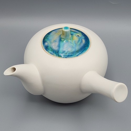 Kyusu Tea Set Side Teapot White Aqua Yellow Purple Glazed Japan 2 Cups Vtg Read - Picture 7 of 23