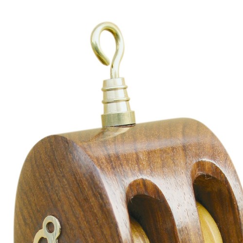 Doppel-Blockrolle Seilrolle aus Holz/Messing 4,5 x 9,5 cm Sea-Club - Bild 2 von 5