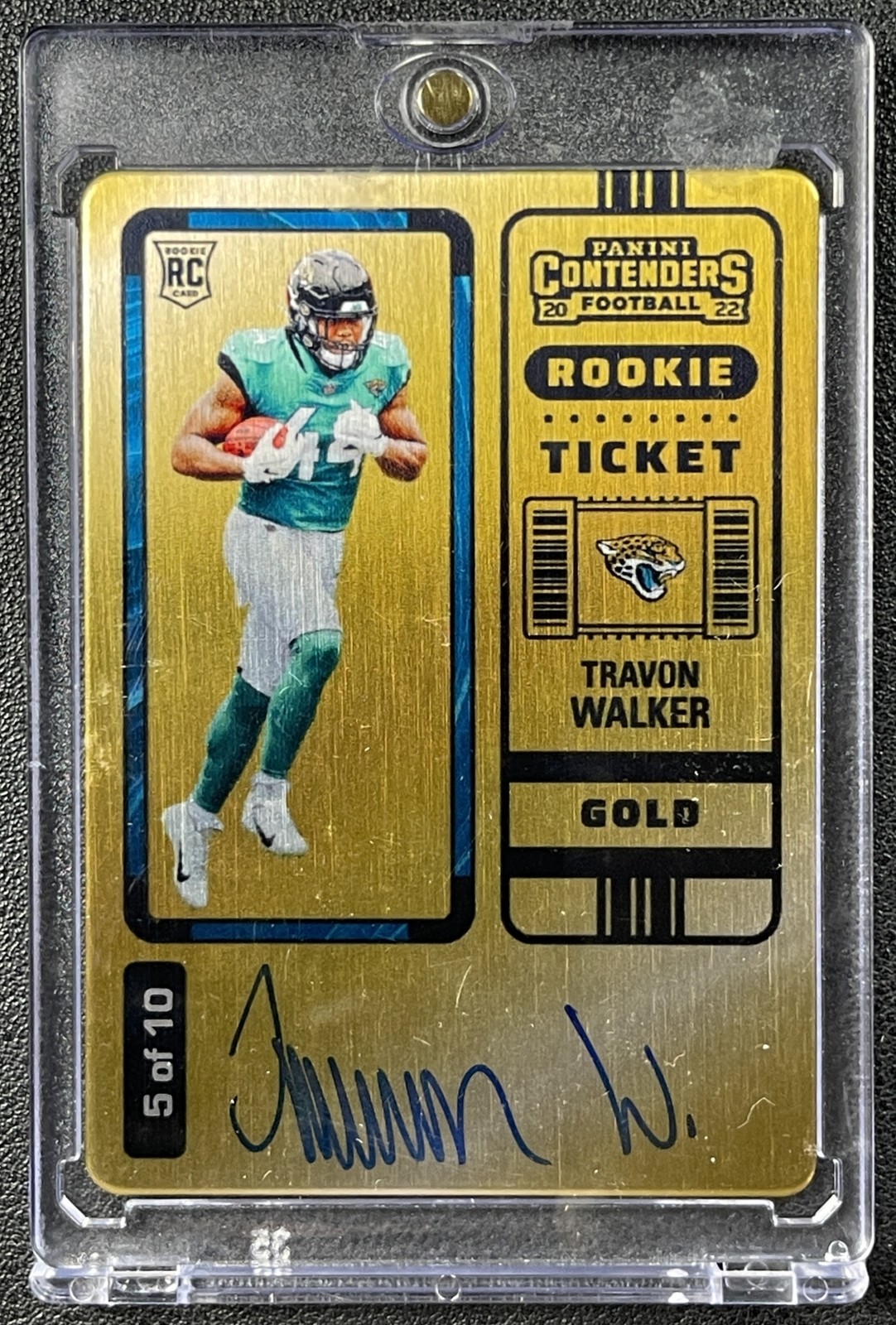 TRAVON WALKER 2022 PANINI CONTENDERS OPTIC #135 ROOKIE TICKET RPS AUTO GOLD 5/10