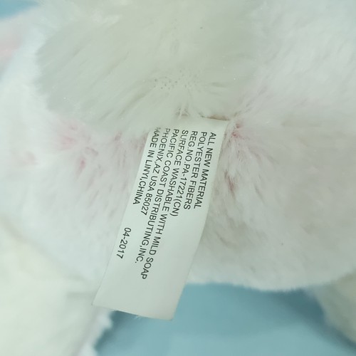 Petsmart Pink Bunny Rabbit Squeaky Plush Stuffed Animal White Missing Scarf 14" - Picture 6 of 6