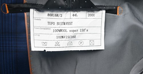 Chaqueta Abrigo Deportivo Ligero Tiglio Luxe Super 150s Lana Azul a Cuadros 44L Italia - Imagen 5 de 9