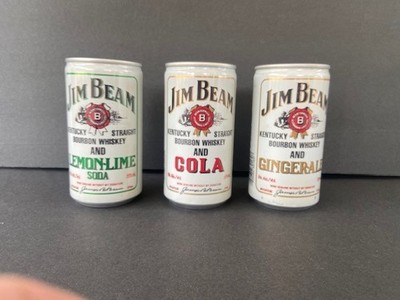 Lot of 3 Vtg  Jim Beam Kentucky  Bourbon -Cola, Lemon-Lime, Ginger-Ale beer cans